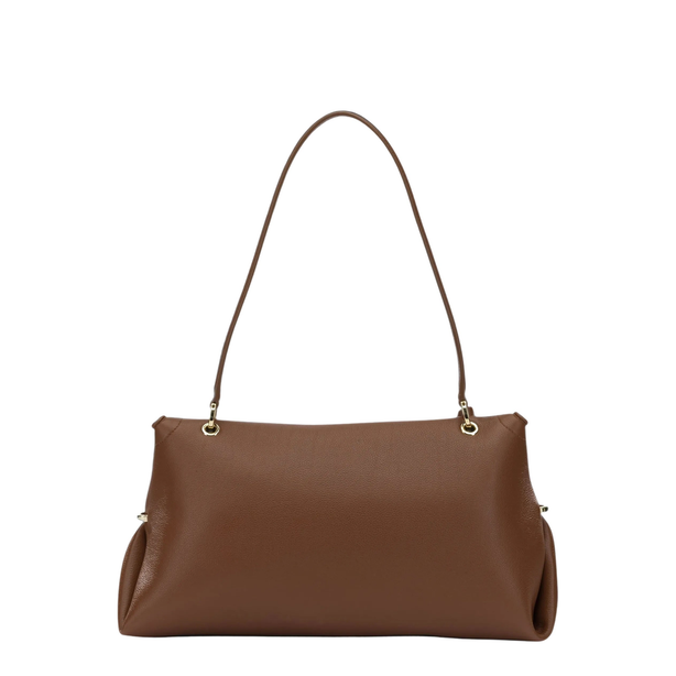Gancini Medium Calf Leather Shoulder Bag - Brown