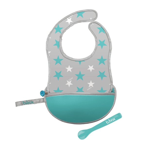 B.box Travel Bib + Silicone Spoon (Star Burst)
