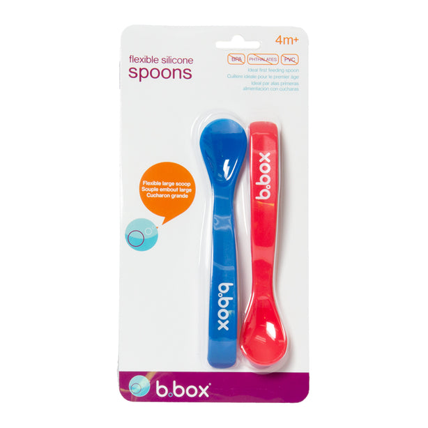 B.box Flexible Silicone Spoons (2pk) (Red/Blue)