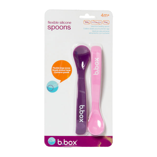 B.box Flexible Silicone Spoons (2pk) (Pink/Purple)