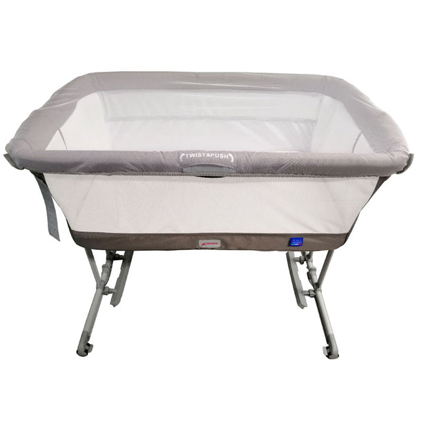 Zibos Ava Bedside Crib - With Travel Bag & Mosquito Net - (Grey)