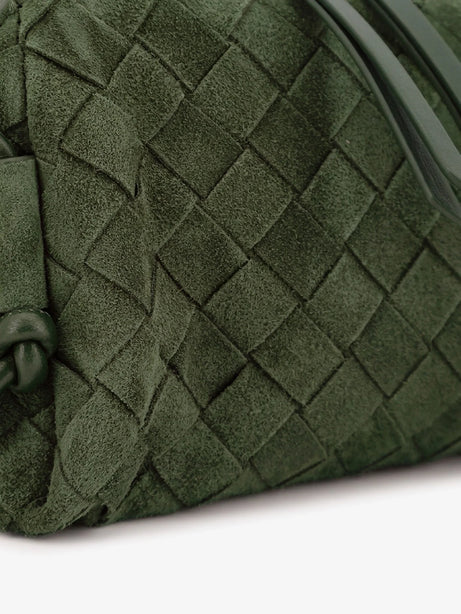 Bottega Veneta Concert Pochette suede crossbody bag - Green Tweed-Gold
