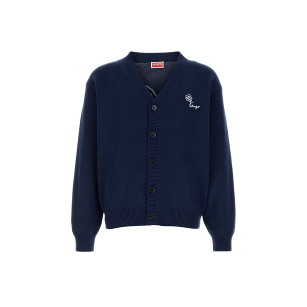 Navy Blue Wool Blend Cardigan