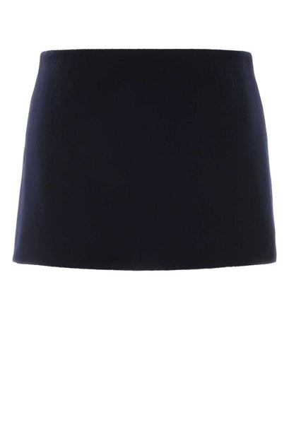Midnight Blue Wool Blend Reversible Mini Skirt