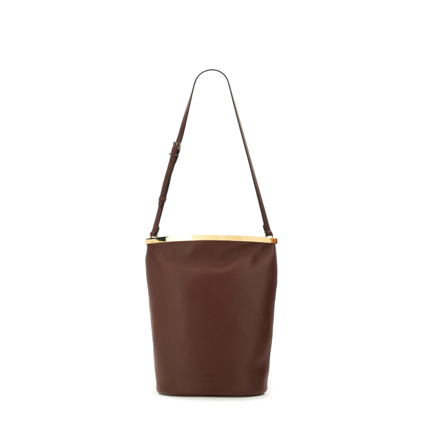 Small Calfskin Bucket Bag - Brown