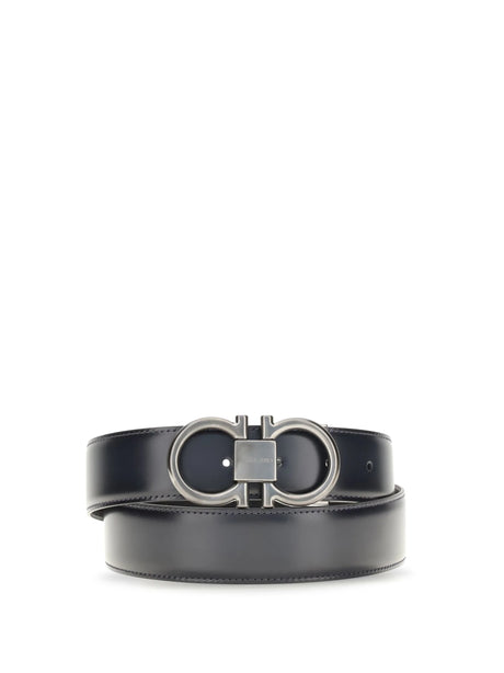 Ferragamo Reversible and adjustable Gancini Belt - Blue