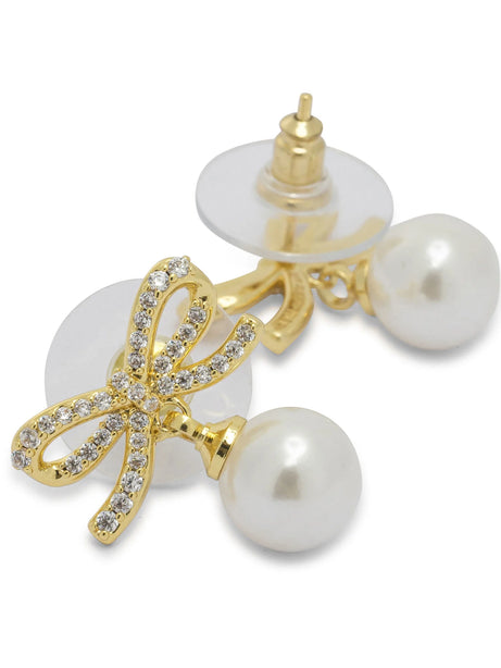 Self-Portrait Earrings with pearl and crystals - Gold