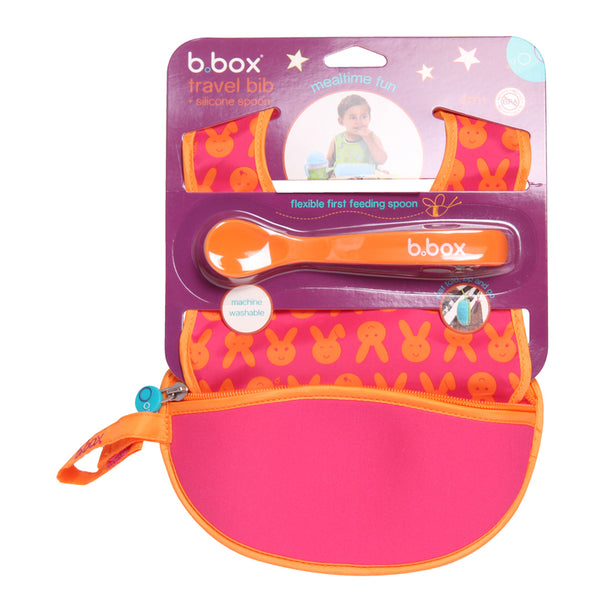 B.box Travel Bib + Silicone Spoon (Hip Hop)