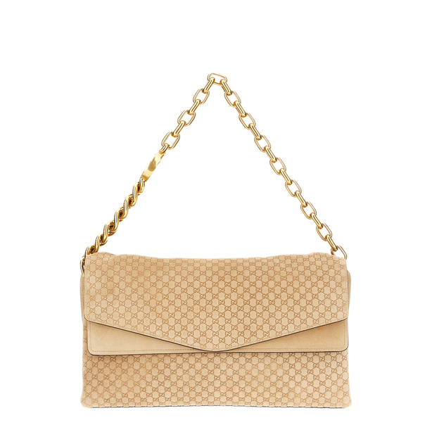 Large Suede Shoulder Bag - Beige
