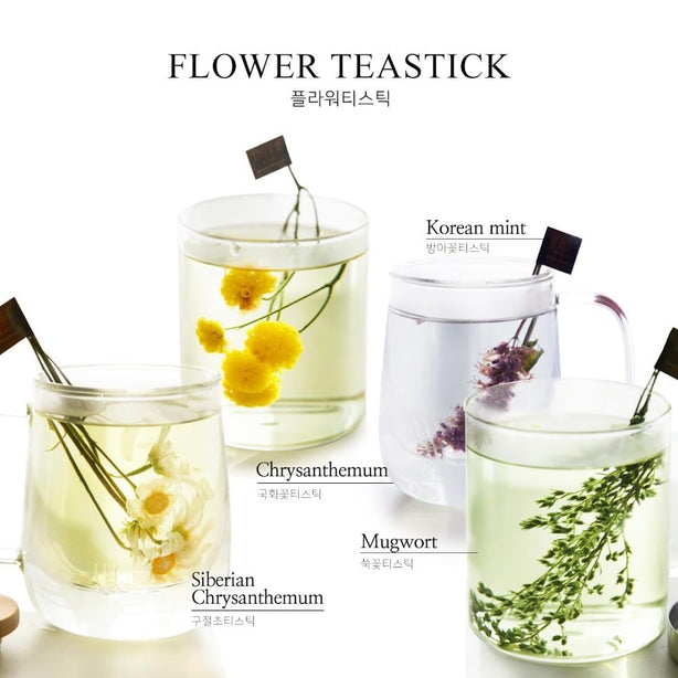 [KKOKDAM] Flower Teastick & Wood Tray Gift Set