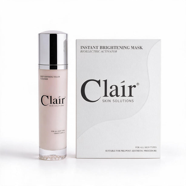 Clair Sin Solutions Deep Soothing Vegan Cleanser 120ml + Instant Brightening Mask 4's