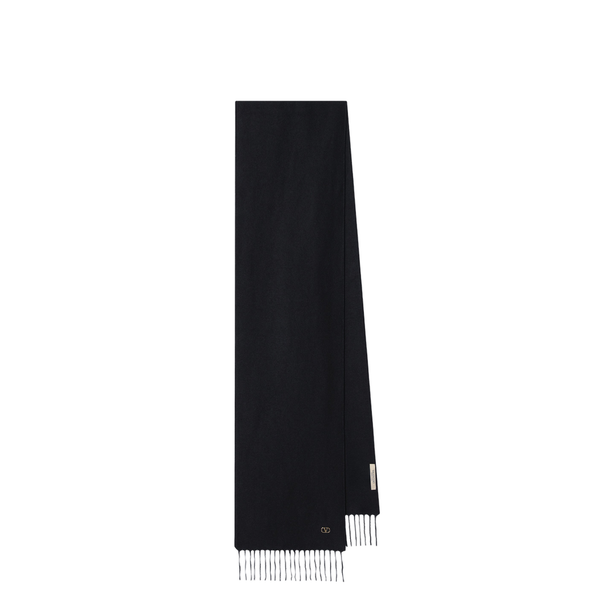 Black Cashmere Scarf With Vlogo Detail