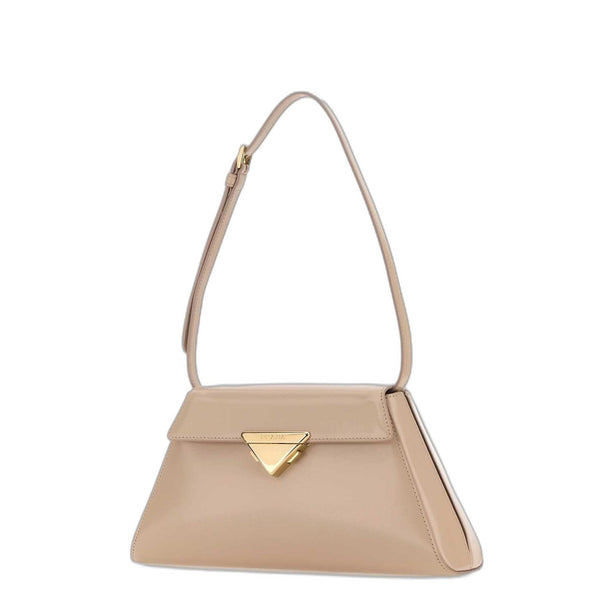 Triangle-Logo Calf Leather Shoulder Bag - Blush Beige