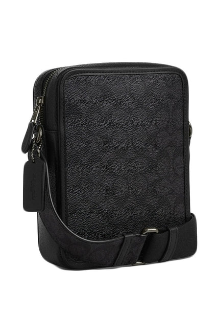 Coach Mens Sullivan Crossbody Bag In Signature Canvas With Patches - Gunmetal/Charcoal