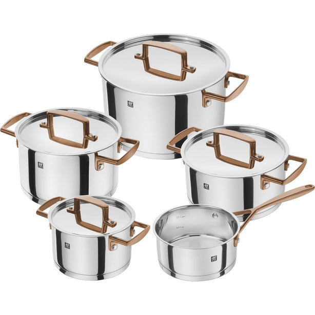 Zwilling Bellasera 5 Pc Cookware Set , Rose Gold - 16 Cm Saucepan No Lid, 20 Cm Stew Pot, 16 Cm, 20 Cm, 24 Cm Stock Pot