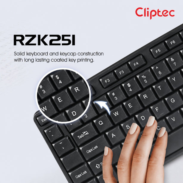 Cliptec RZK251 Primo USB Standard Keyboard (104 Keys) - Black