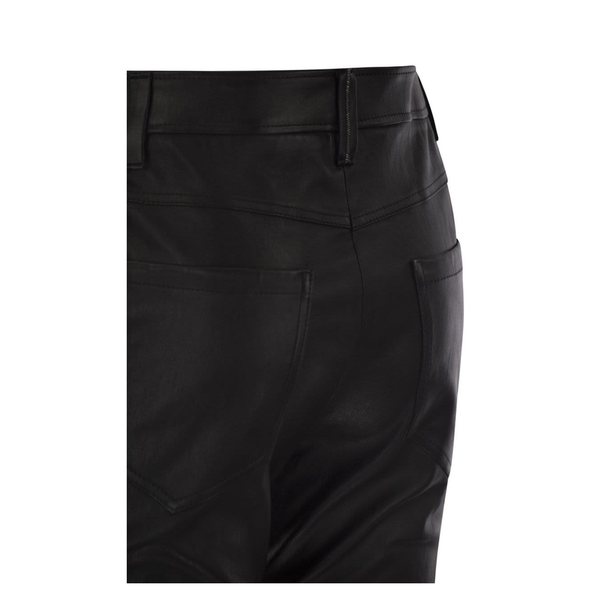 Stretch Nappa Leather Square Cigarette Trousers with Jewellery