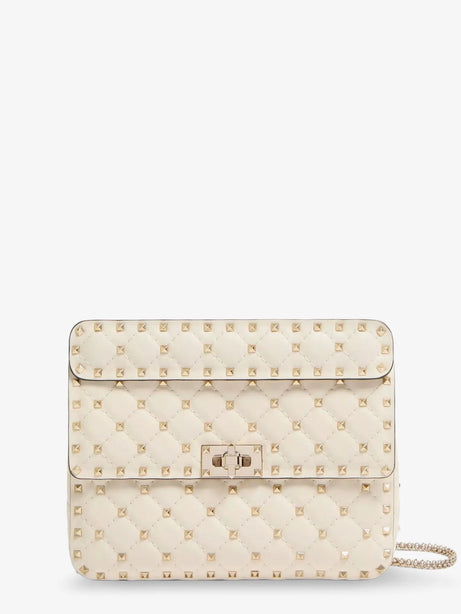 Valentino Garavani Rockstud Spike leather crossbody bag with iconic all-over studs - Lightivory