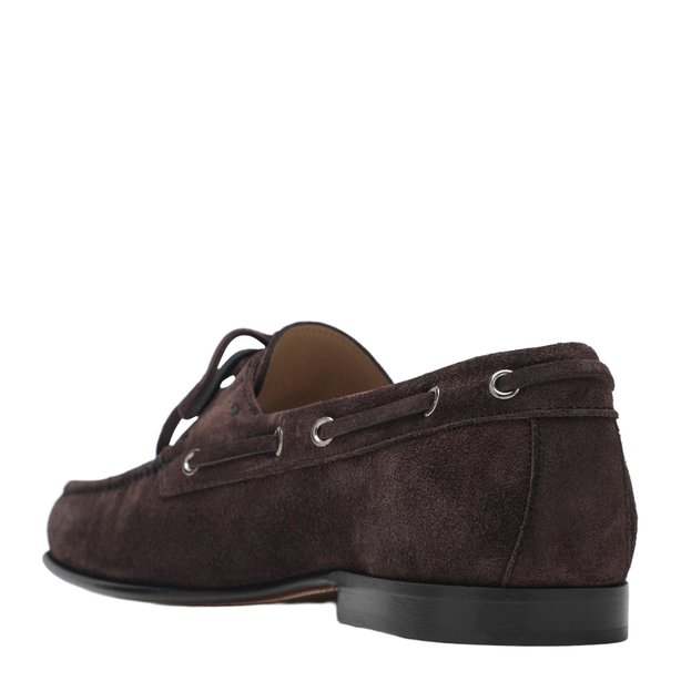 Brown Suede Lace-Up Loafers