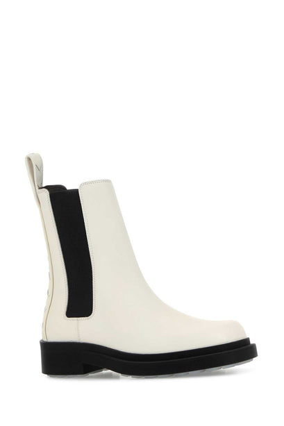 Ivory Leather Chelsea Ben Ankle Boots