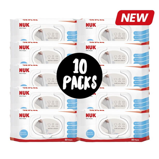 NUK Baby Wipes 80pcs (180 x 200mm) | Wet Wipes | Wet Tissue | Made in Taiwan - Bundle of 10 Packs