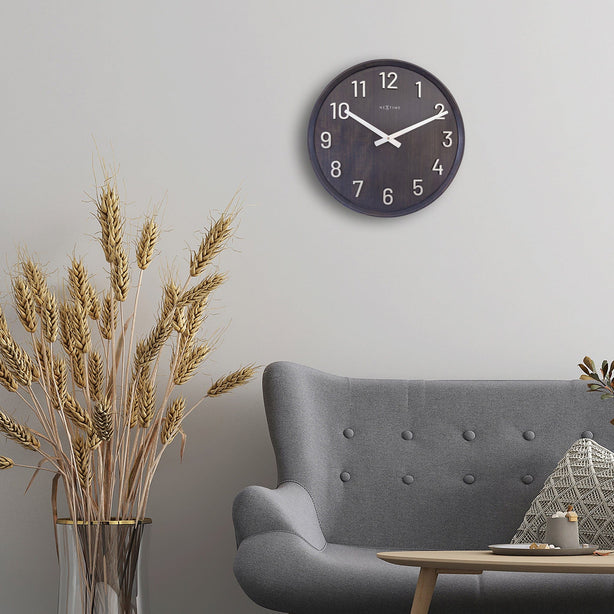 NeXtime Precious Wall Clock 50cm Wood/Metal, Silent Movement (Black)