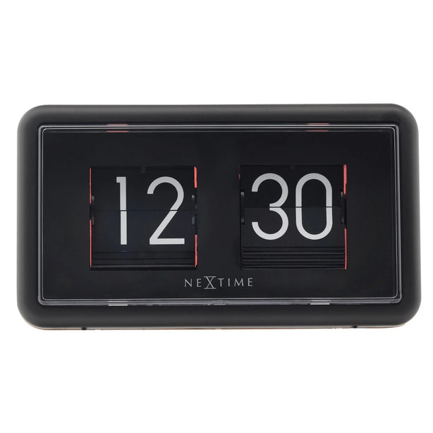 NeXtime Flip Table Clock 18x10x7cm Plastic, Step Movement (Orange/Black)