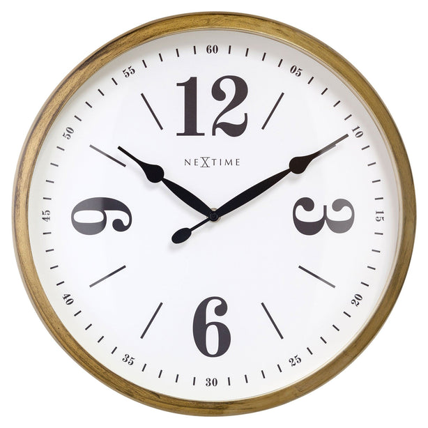 NeXtime Classic Wall Clock 39cm Metal, Silent Movement (Gold/White)