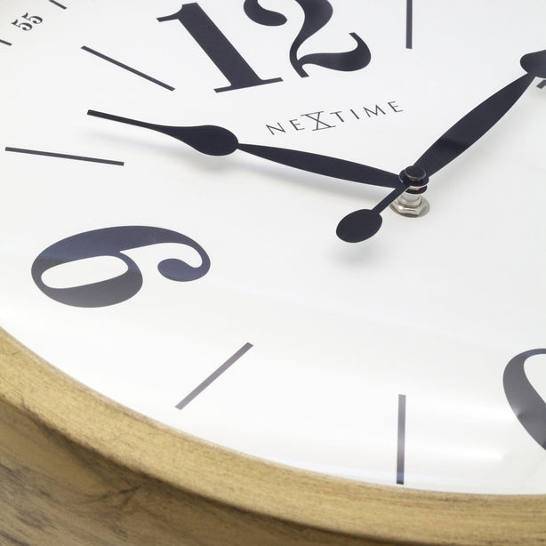 NeXtime Classic Wall Clock 39cm Metal, Silent Movement (Gold/White)
