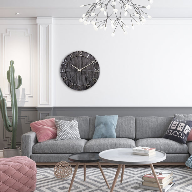 NeXtime York Wall Clock 50cm Wood/Metal, Silent Movement (Black)