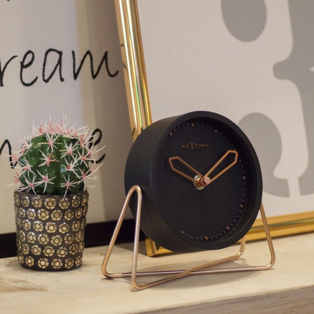 NeXtime Cross Table Table Clock 15.5x17.5cm Resin, Silent Movement (Black Copper)