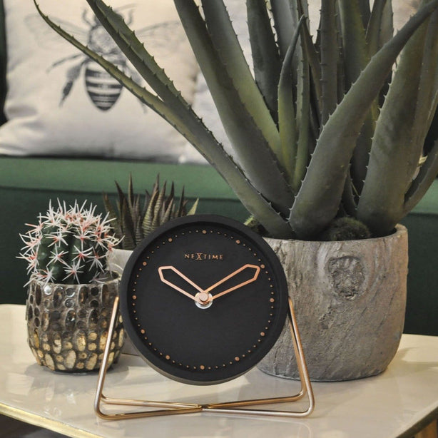 NeXtime Cross Table Table Clock 15.5x17.5cm Resin, Silent Movement (Black Copper)