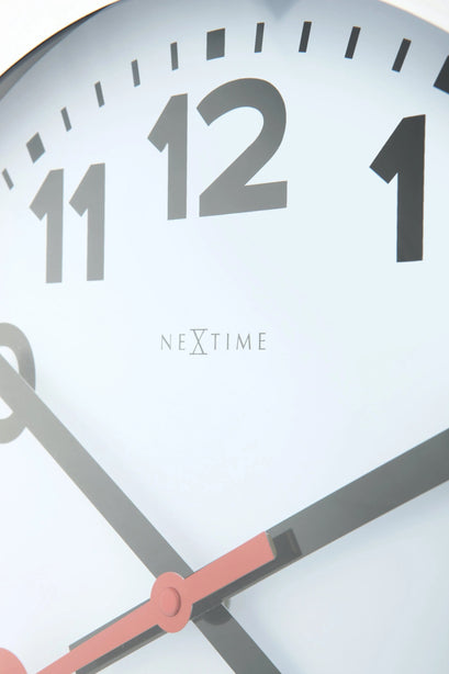 NeXtime Station Number Index Table/Wall clock 35cm Aluminium, Silent Movement (White)
