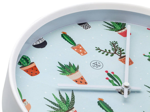 nXt Cactus Wall Clock 30cm Plastic, Silent Movement (White)
