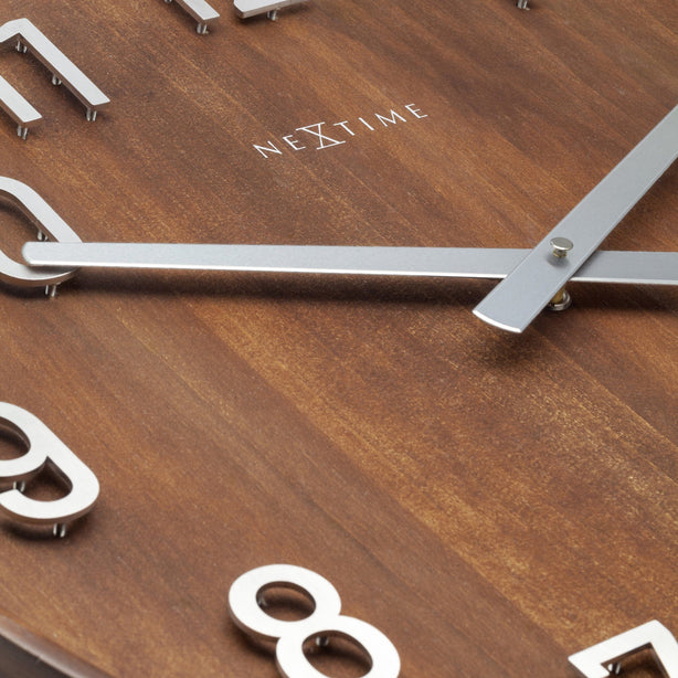 NeXtime Precious Wall Clock 50cm Wood/Metal, Silent Movement (Brown)