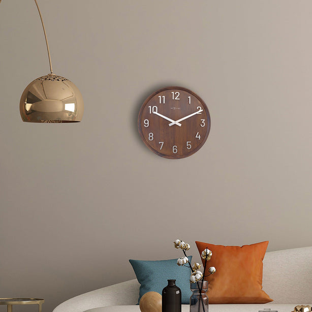 NeXtime Precious Wall Clock 50cm Wood/Metal, Silent Movement (Brown)
