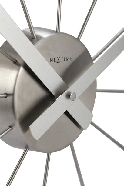 NeXtime Plug Inn Wall Clock 58cm Stainless Steel, Silent Movement (Silver)