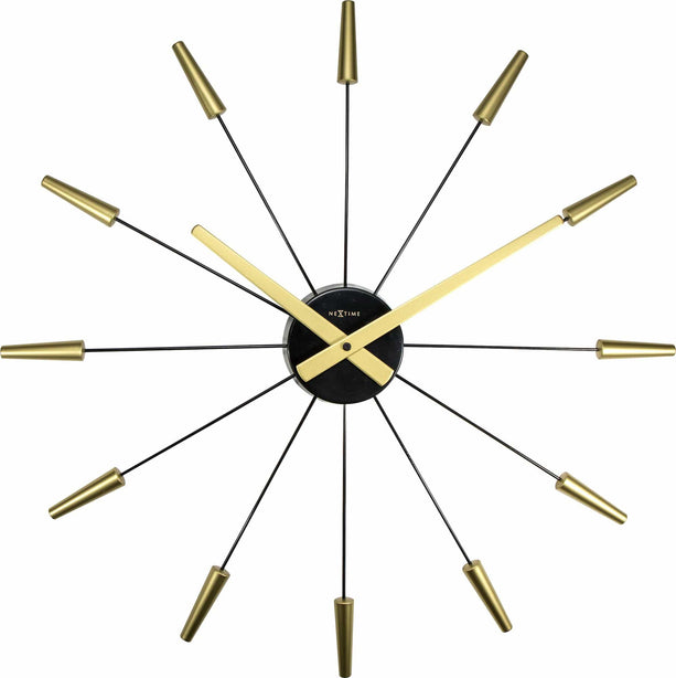 NeXtime Plug Inn Wall Clock 58cm Stainless Steel, Silent Movement (Gold)