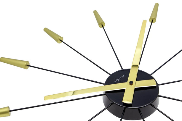 NeXtime Plug Inn Wall Clock 58cm Stainless Steel, Silent Movement (Gold)