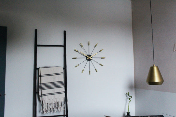 NeXtime Plug Inn Wall Clock 58cm Stainless Steel, Silent Movement (Gold)