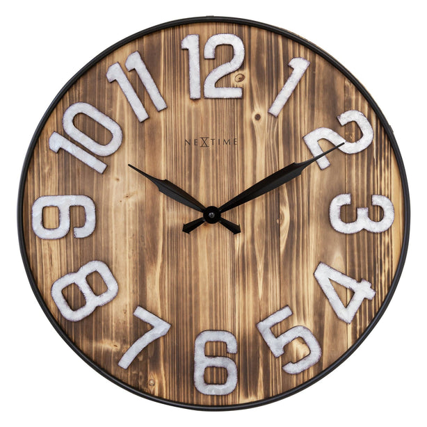 NeXtime Aberdeen Wall Clock 50cm Wood/Metal, Silent Movement (Brown)