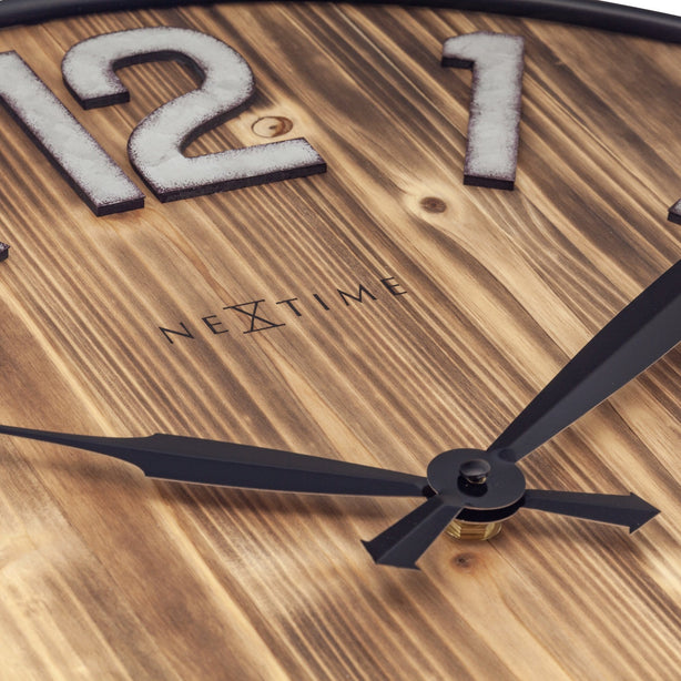 NeXtime Aberdeen Wall Clock 50cm Wood/Metal, Silent Movement (Brown)