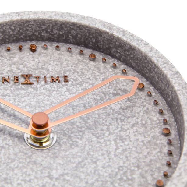 NeXtime Cross Table Table Clock 15.5x17.5cm Resin, Silent Movement (Grey Copper)