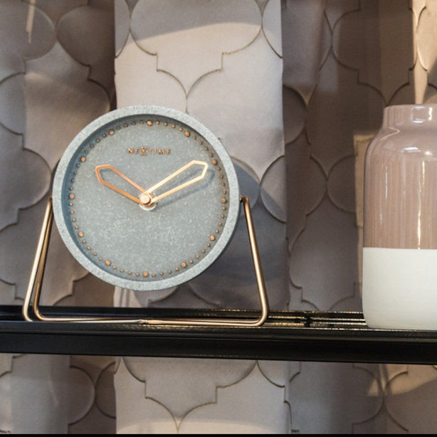 NeXtime Cross Table Table Clock 15.5x17.5cm Resin, Silent Movement (Grey Copper)
