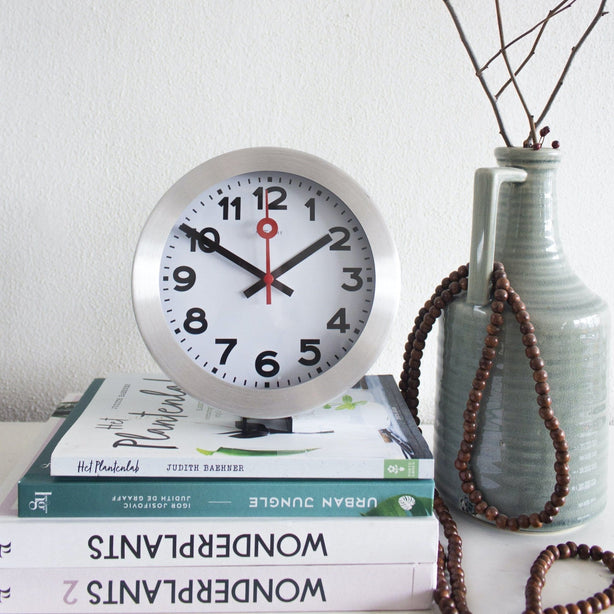 NeXtime Station Number Index Table/Wall clock 19cm Aluminium, Silent Movement (White)
