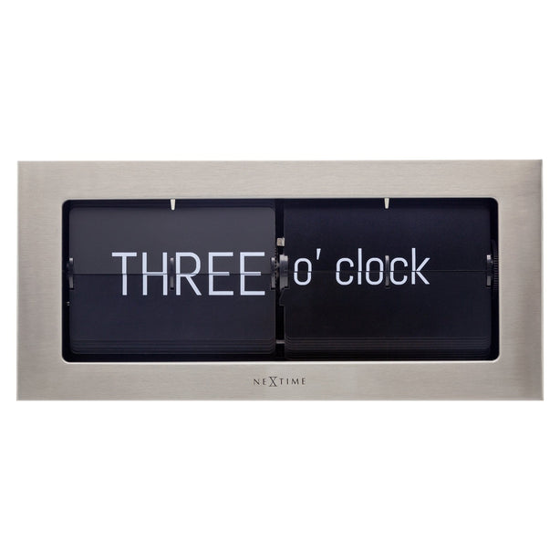 NeXtime Flip Table Clock 16.7x36cm Metal, Step Movement (Silver)