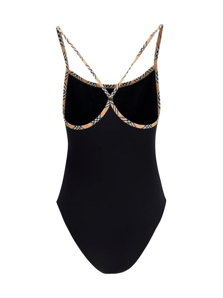 Burberry Check trim Swimsuit - Black