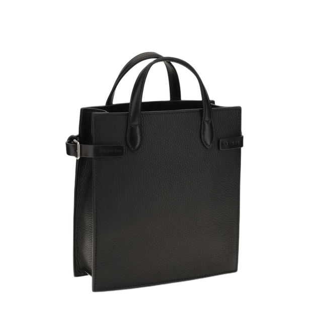 Antibes Small Grained Leather Shopping Bag - Black