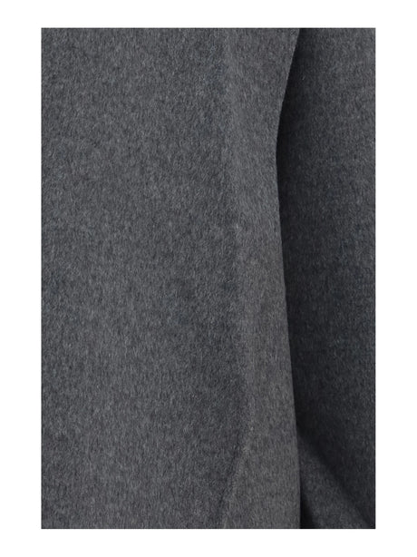 Toteme Wool Hooded Coat - Pale Grey Mélange