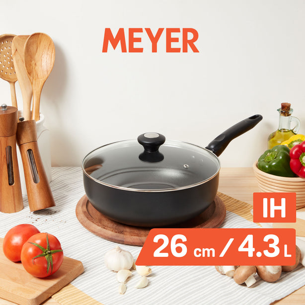 [Meyer] Ih Nonstick 26Cm | 4.3L  Chef'S Pan With Glass Lid Cook'N Look